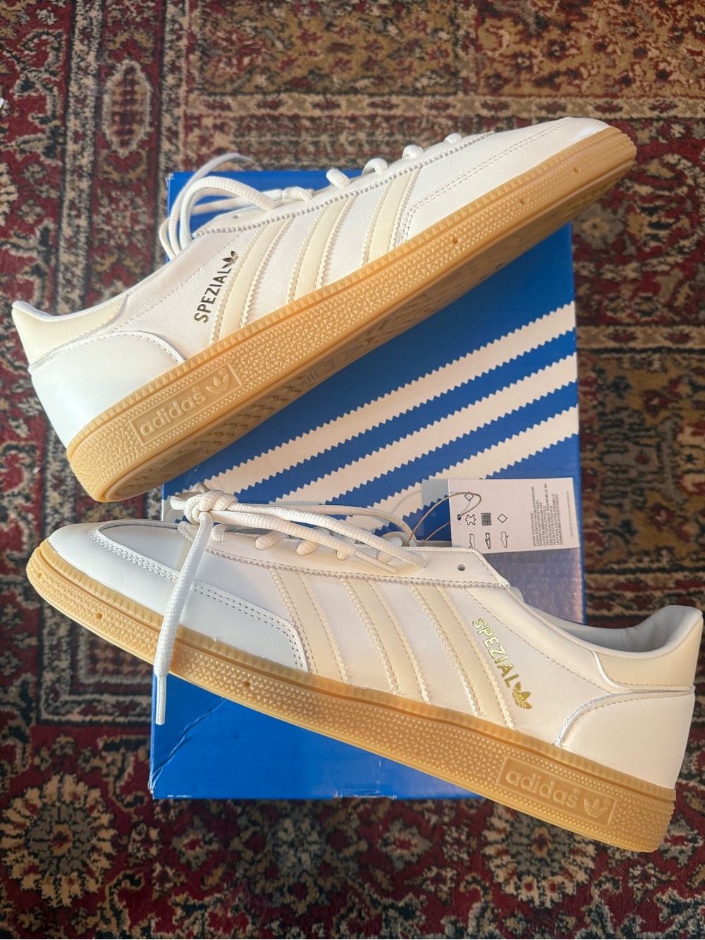 adidas Handball Spezial Men’s White Leather Sneakers with Gum Sole